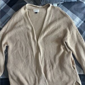 Mango Cream Open-Front Knit Cardigan